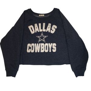 Women's Navy Dallas Cowboys Crewneck Cropped Sweatshirt, XL